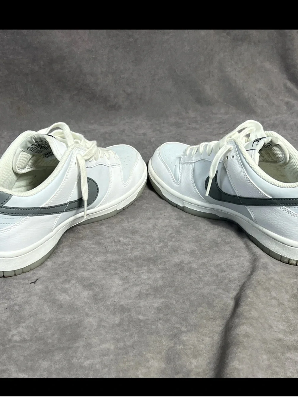 Nike Men’s White and Gray Low-Top Sneakers with Dark Gray Swoosh